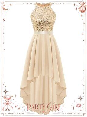 Halter Floral Lace Cocktail Dress Hi-Lo Bridesmaid Party Dress Sheer Neckline